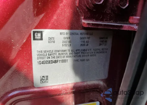 2011 Buick Lacrosse Cxs from USA, damaged, VIN 1G4GE5ED4BF118881